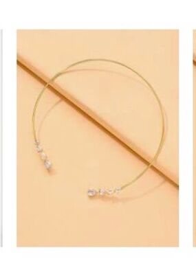 SHEIN Gold-Tone Open Choker Necklace with Crystal Ends